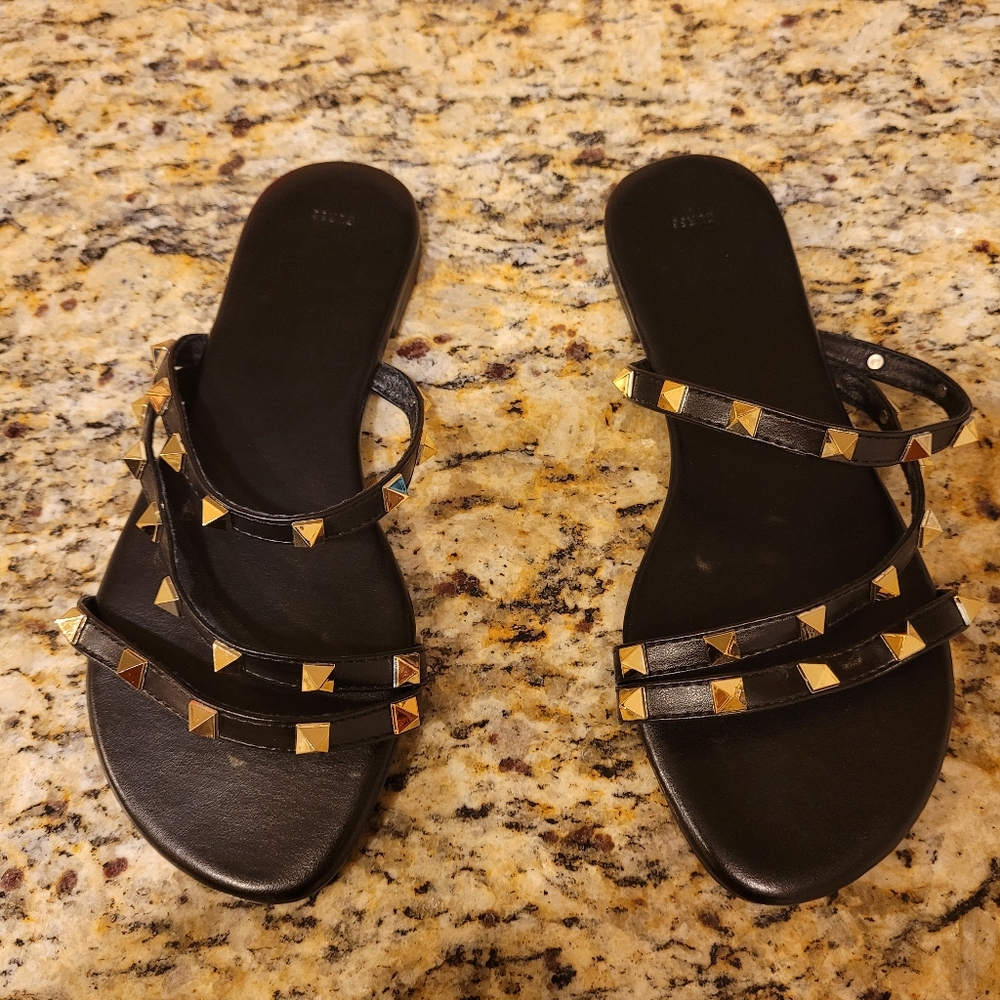 Studded Black and gold sandals